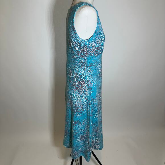 Eddie Bauer Blue Polka Dot Sleeveless Faux Wrap Sun Dress Womens Size Medium M - Picture 5 of 12